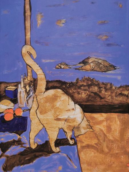 Chat - 60x80 - technique mixte